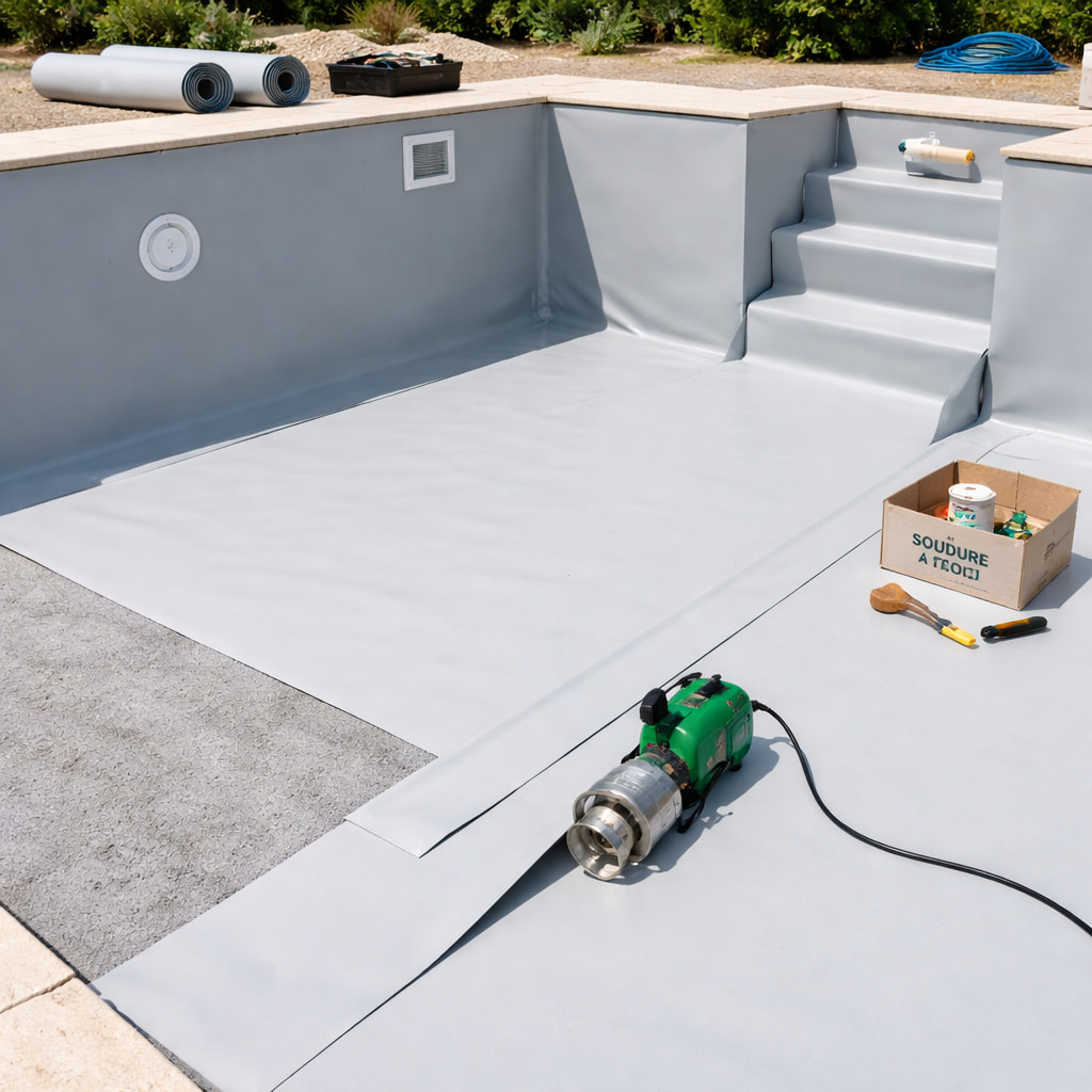 Pose de membrane armée